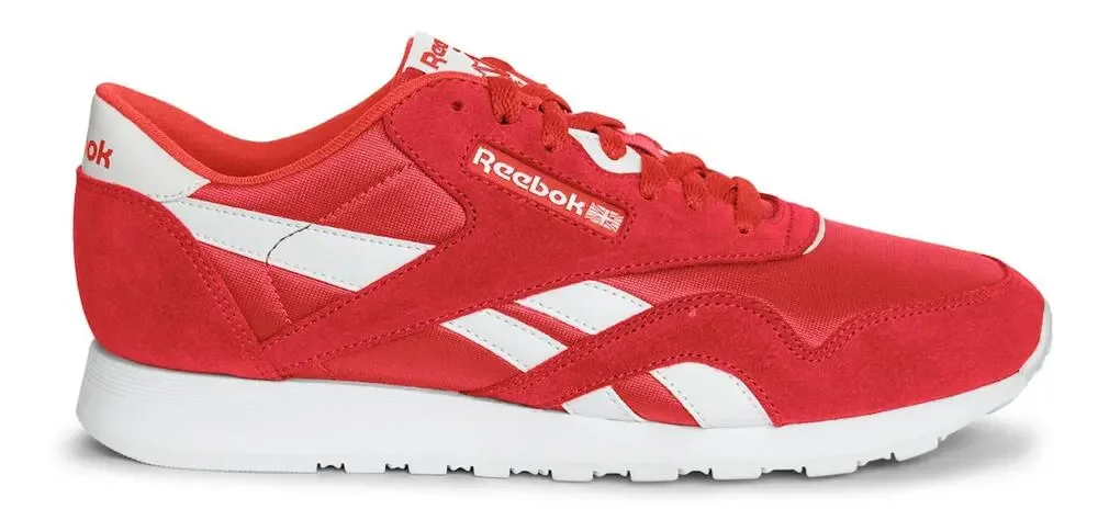 REEBOK MENS CLASSIC NYLON SHOES, VECRED/FTWWHT/VECR - 10